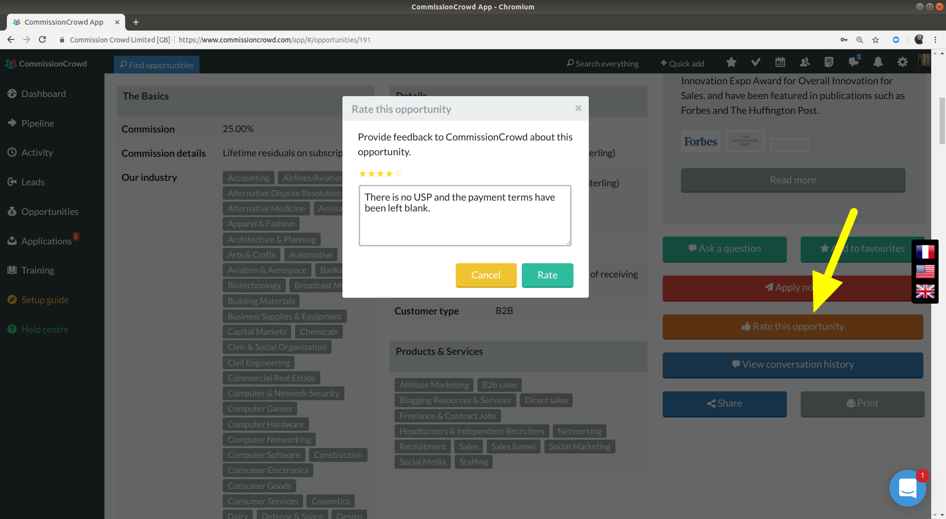 opportunity rating screenshot